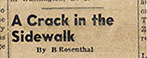 A Crack in the Sidewalk -- column by Barbara Rosenthal in Ragazine.