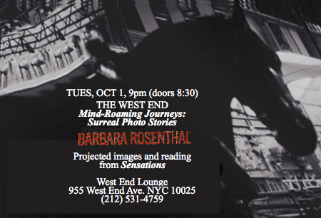 Barbara Rosenthal Performing MIND ROAMING JOURNEYS at The West End Lounge, NYC, Oct. 2019
